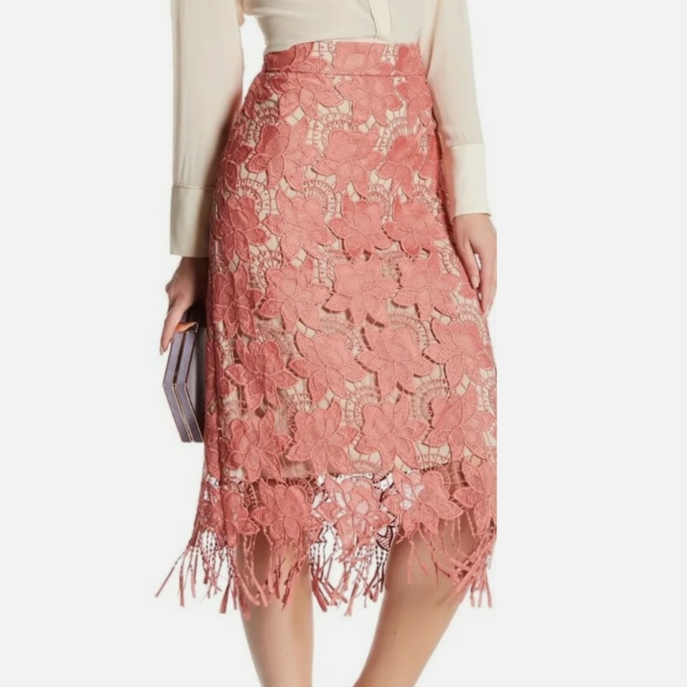 NWT Alice + Olivia Strand Lace Midi Skirt
